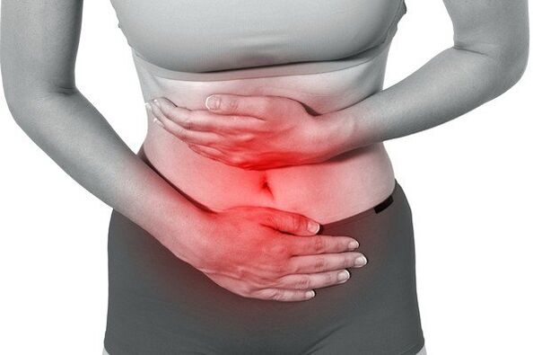 Constant pain or heaviness in the abdomen due to the presence of worms in the body